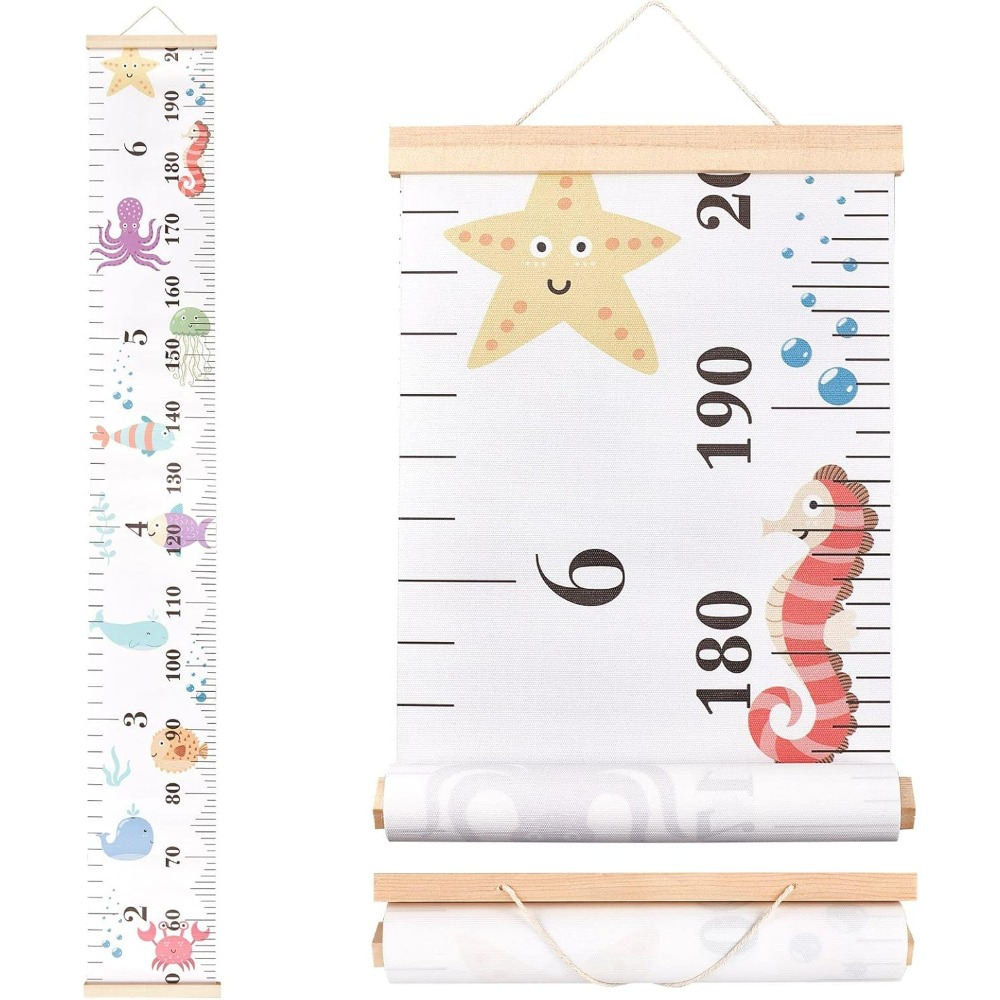 Woodworking Hobbies - Sea Animals Growth Chart Fabric Canvas