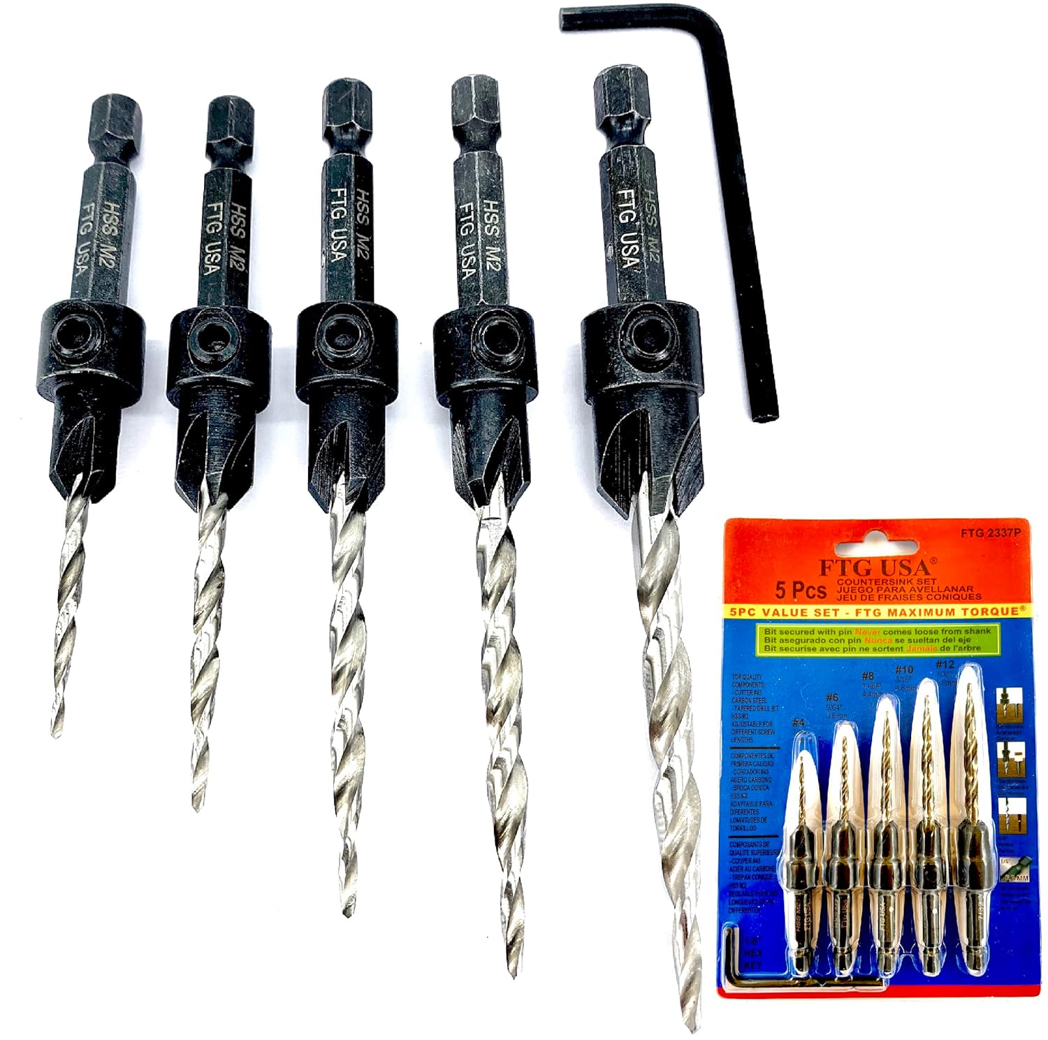 Woodworking Drill Bits - Countersink Drill Bit Set 5 Pc