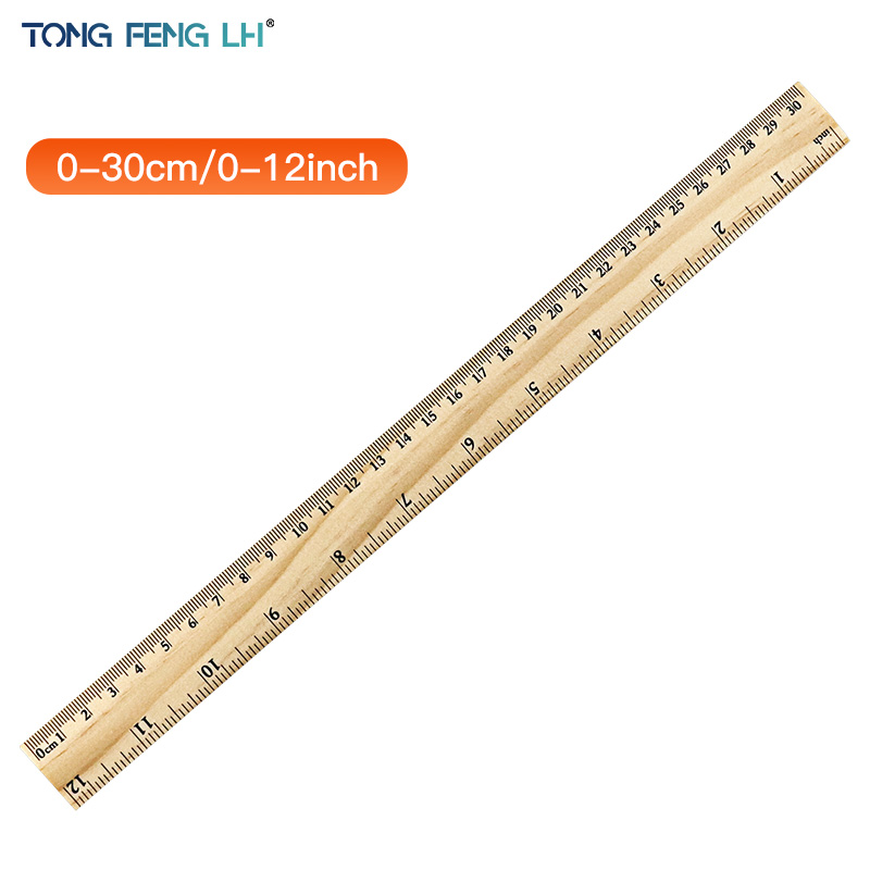Woodworking Teacher - 30cm Single-Sided Double-Scale Wooden Ruler for