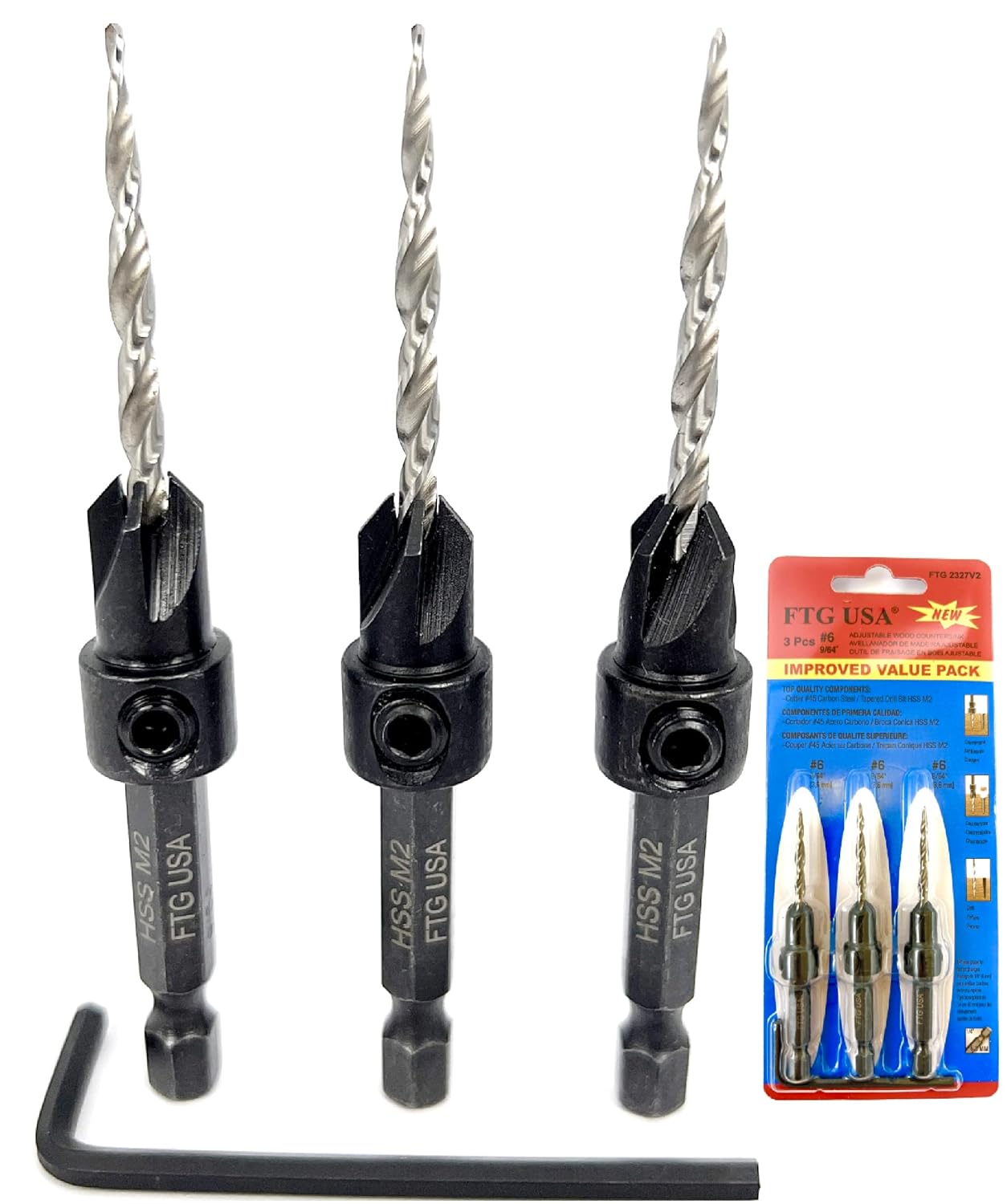 Woodworking Drill Bits - 3 Pc #6 (9/64