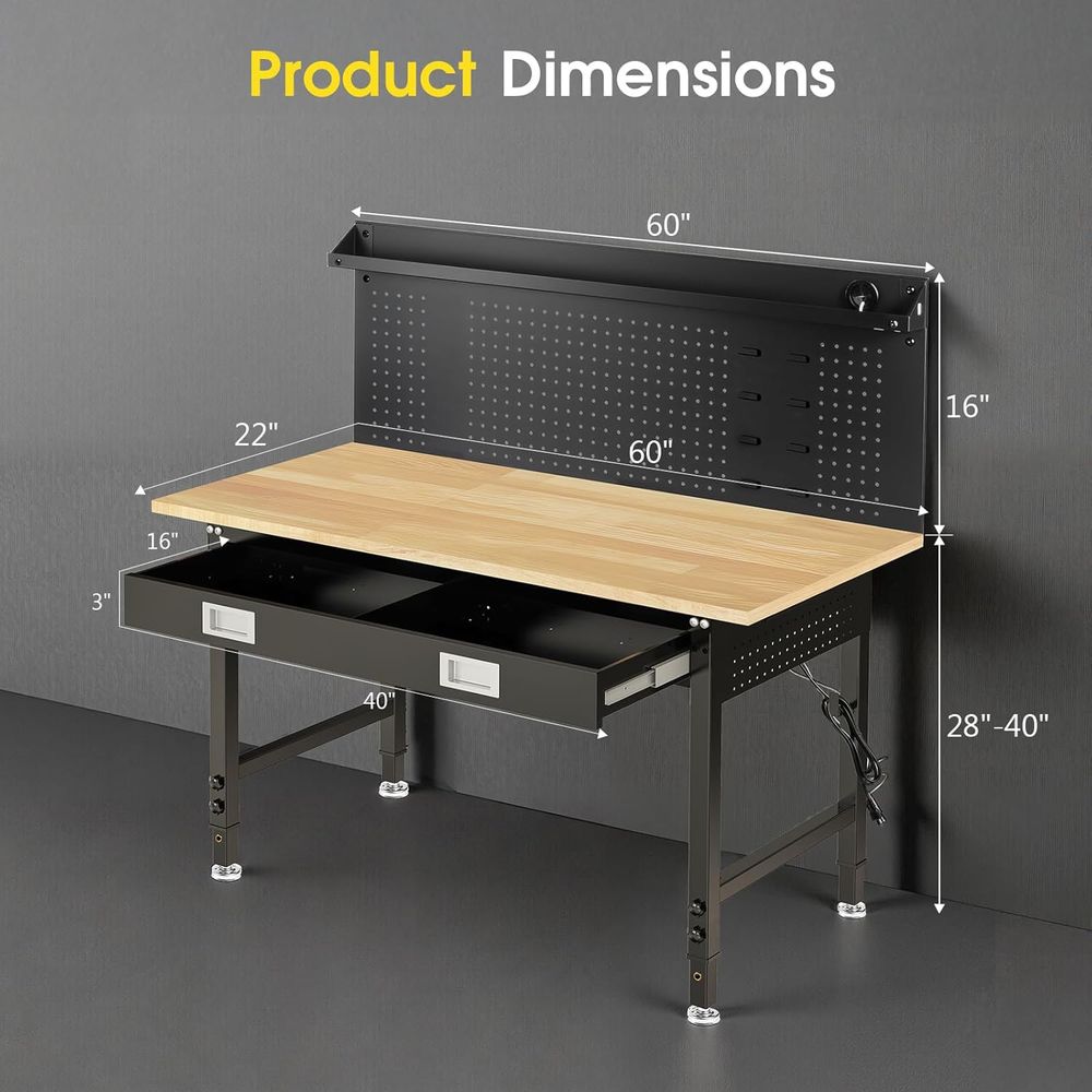 60 Adjustable Workbench with D - Woodworking Garage avis et prix
