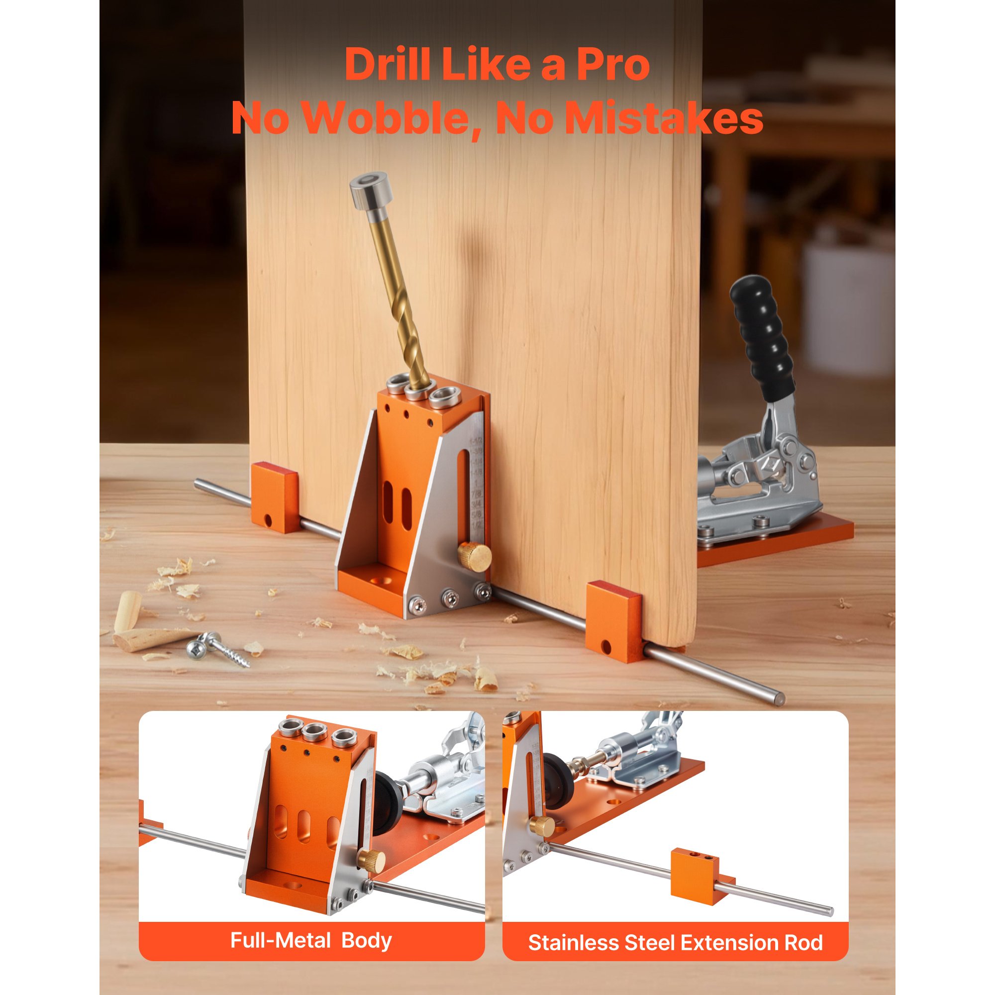 VEVOR Pocket Hole Jig Kit, 1/2 - Woodworking Drill Bits avis et prix