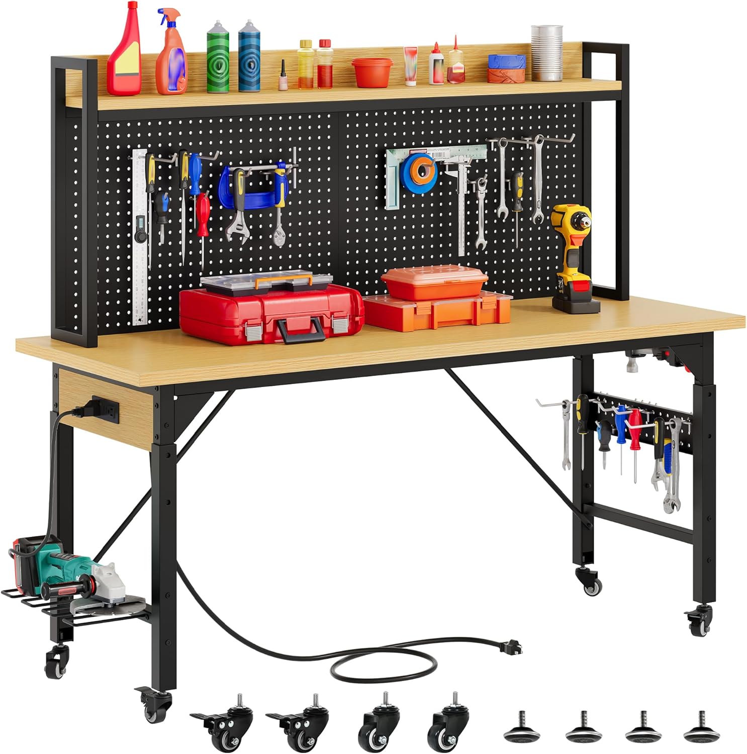 Work Bench With Wheels Pegboar - Woodworking Garage avis et prix
