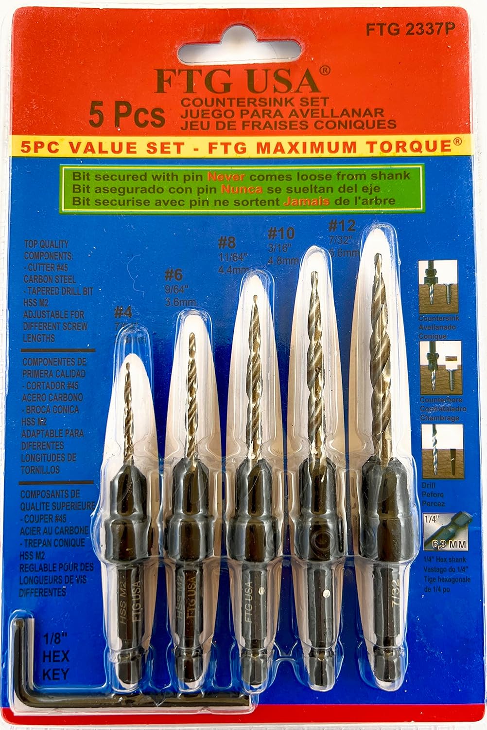 Countersink Drill Bit Set 5 Pc - Woodworking Drill Bits avis et prix
