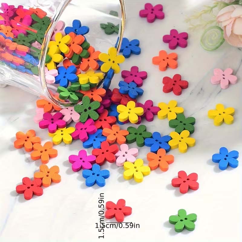 50/100PCS Flower wooden button - Woodworking Z Clips avis et prix