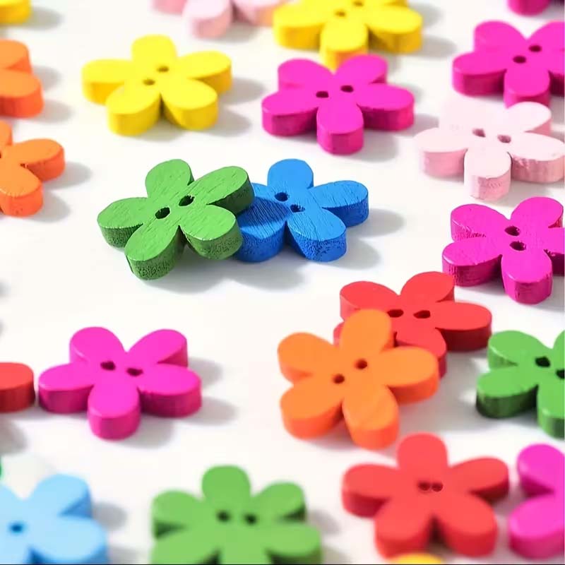 50/100PCS Flower wooden button - Woodworking Z Clips avis et prix
